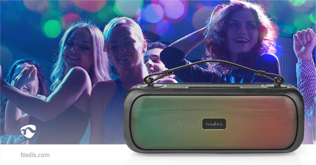 Bluetooth® Party Boombox | 4.5 hrs | 2.0 | 30 W | Media lejátszás: AUX / USB | IPX5 | Összekapcsolható | Hordozó fogantyú | Party fények | Fekete