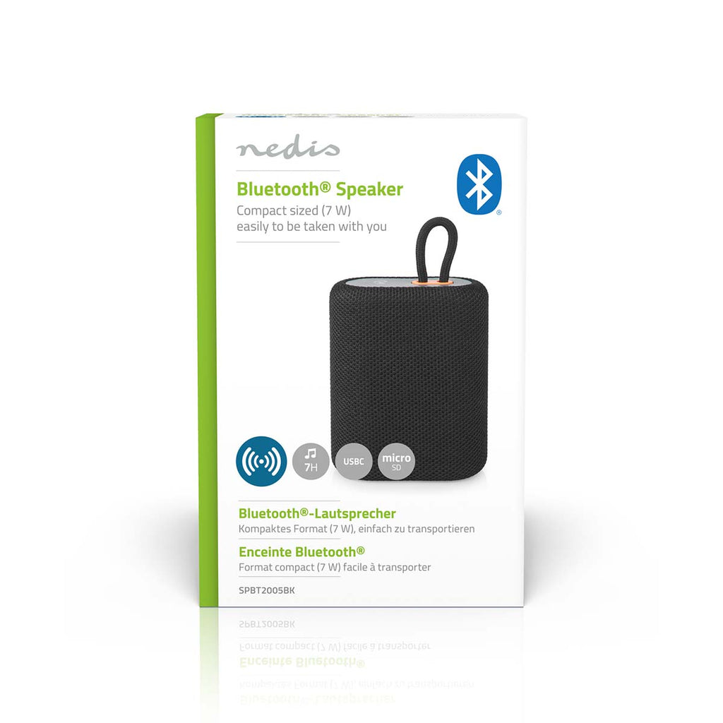 Bluetooth® hangszóró | Maximális akkumulátor lejátszási idő: 7 hrs | Kézben Tartott Változat | 7 W | Mono | Beépített mikrofon | Összekapcsolható | Fekete