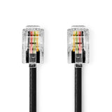 Telekommunikácós kábel | RJ10 Dugasz | RJ10 Dugasz | 5.00 m | Kábelkialakítás: Tekercselt | Kábel típus: RJ10 | Fekete