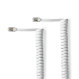 Telekommunikácós kábel | RJ10 Dugasz | RJ10 Dugasz | 2.00 m | Kábelkialakítás: Tekercselt | Kábel típus: RJ10 | Fehér