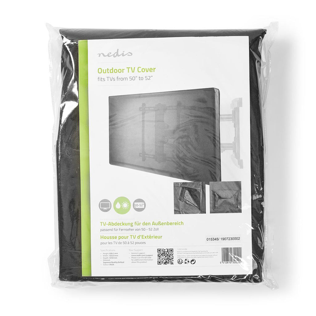 Kültéri TV-takaró ponyva | 50"-52" | Kiváló minőségű Oxford anyag | Távirányító-tartó | Fekete
