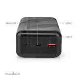Hordozható töltő | 32000 mAh | 2.4 / 3.0 / 3.25 A | Kimenő csatlakozók száma: 2 | Kimeneti kapcsolat_ 1x USB-A / 1x USB-C™ | Bemenő csatlakozók: 1x Micro USB / 1x USB-C™ | PD3.0 45W / PD3.0 65W | Lítium-Polimer-9