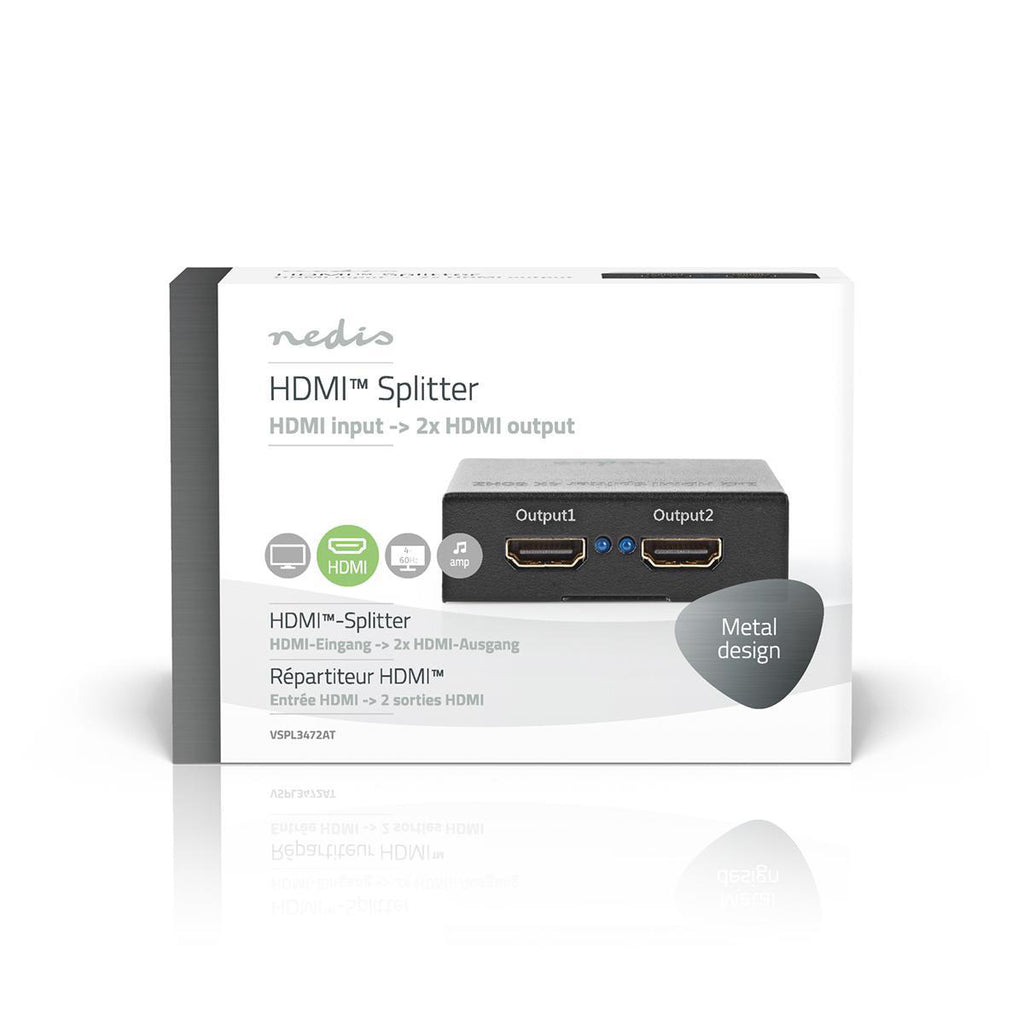 HDMI ™ Splitter | 2-Port port(s) | HDMI™ Bemenet | 2x HDMI™ Kimenet | 4K@60Hz | 18 Gbps | Fém | Antracit