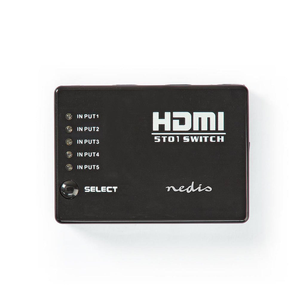 HDMI Kapcsoló | 5 Port | 5 db HDMI-bemenet | 1 db HDMI-kimenet | 1080p | ABS | Antracit | Doboz