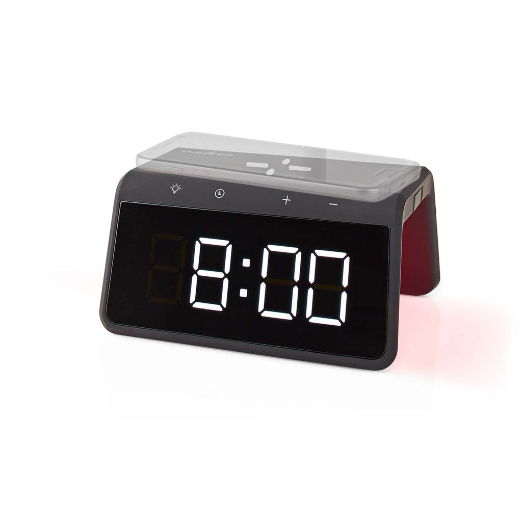 Alarm clock wireless charger | Qi szabványú | 5 / 7.5 / 10 / 15 W | USB-A Dugasz | Éjszakai Fény | 2 Riasztási Idők | Szundi funkció