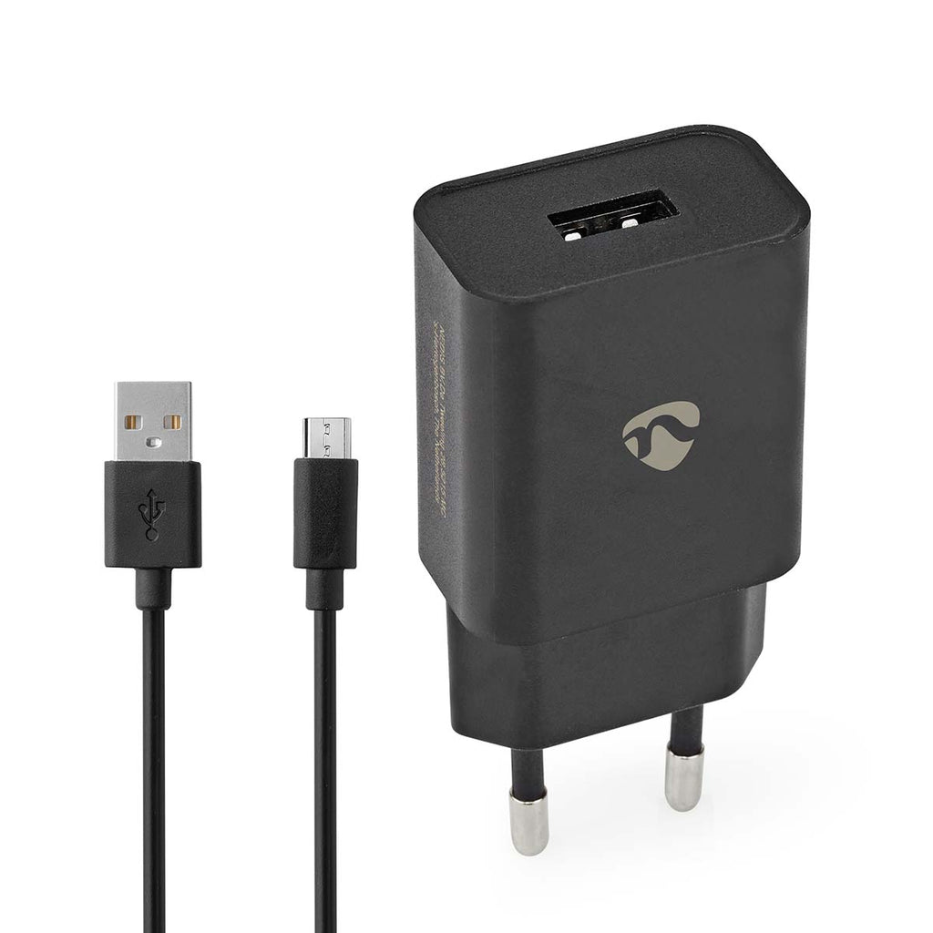 Fali Töltő | 1x 2.4 A A | Kimenő csatlakozók száma: 1 | USB-A | Micro USB (Lengő) Kábel | 1.00 m | 12 W | Single Voltage Output