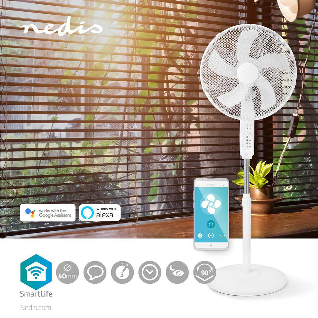 Ventilátor | Wi-Fi | 400 mm | Állítható magasság | Automatikusan forog | 3-sebességes | Időzítő | Android™ / IOS | Fehér