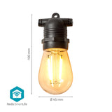 SmartLife Dekoratív Lámpák | Party LED füzér | Wi-Fi | Meleg Fehér | 10 db. LED | 9.00 m | Android™ | Izzó átmérő: 45 mm-9