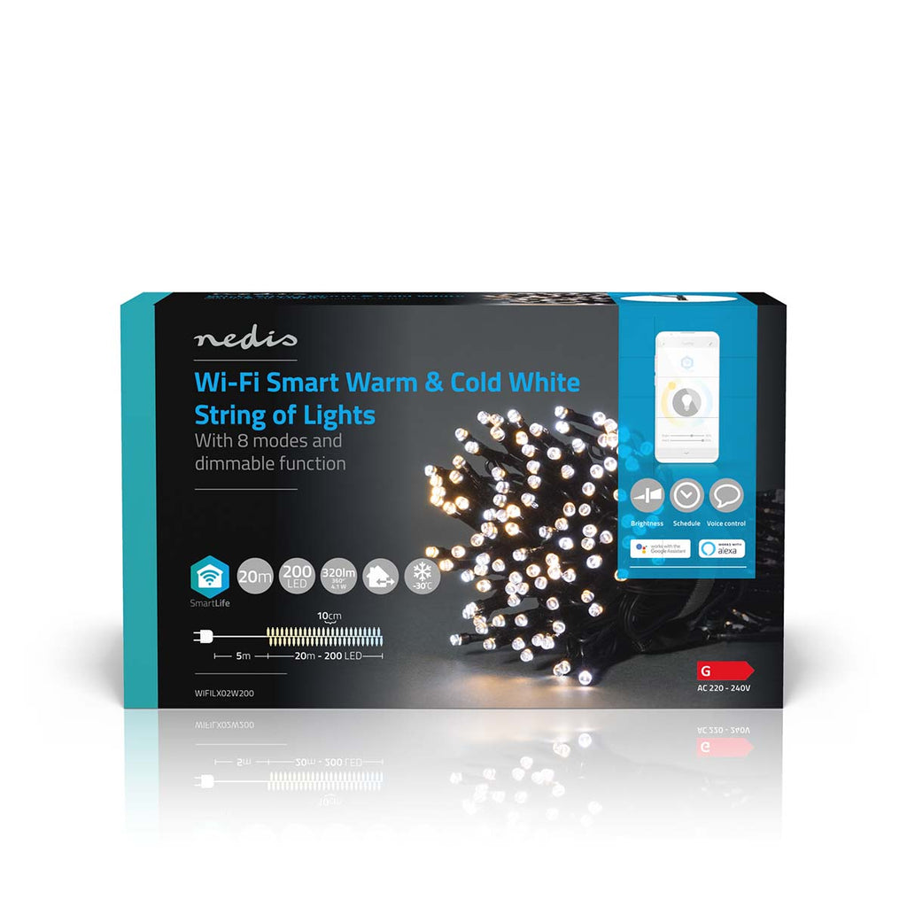 SmartLife Dekoratív LED | Húr | Wi-Fi | Meleg és lehűlni fehér | 200 LED's | 20.0 m | Android™ / IOS